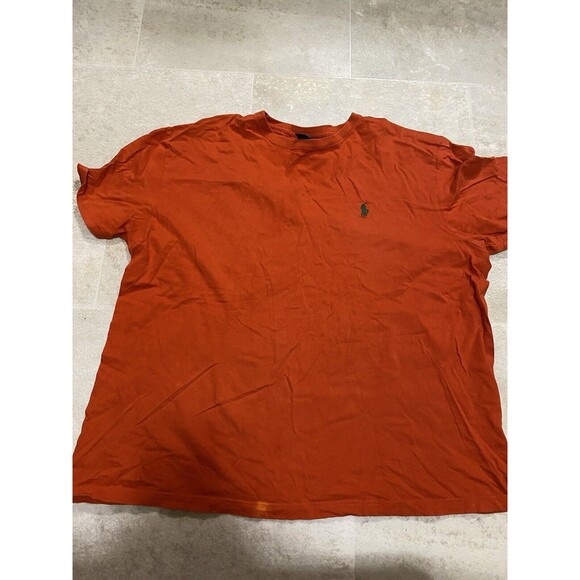 Polo Ralph Lauren * Orange Short Slv T Shirt * Green Horse * Size L - Picture 1 of 6